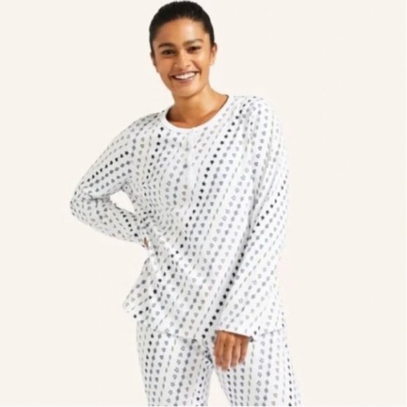 Roller Rabbit x Peloton Limited Edition Print Pajama Top Size L Hearts Stars - Picture 2 of 15